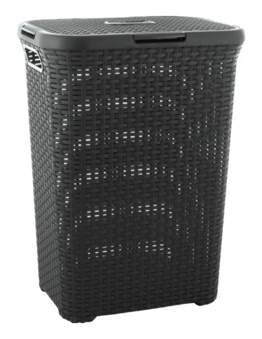 60 l kosz na pranie 60l ciemny szary Curver Rattan Style 3253920707031 23