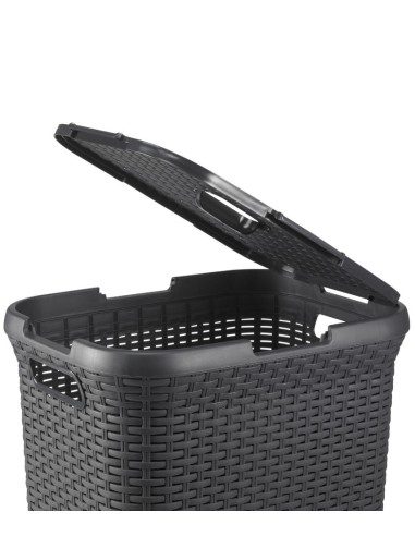 60 l kosz na pranie 60l ciemny szary Curver Rattan Style 3253920707031 27