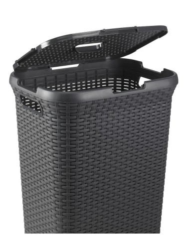 60 l kosz na pranie 60l ciemny szary Curver Rattan Style 3253920707031 28