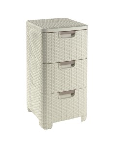 Kremowy regał z 3 szufladami 3 x 14l Curver Rattan Style 3253926604020 2