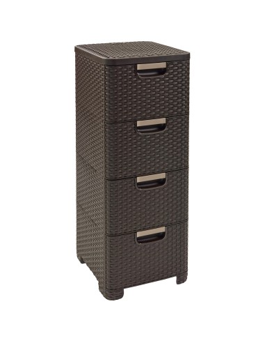 Regał z 4 szufladami 4 x 14l brązowy Curver Rattan Style 3253926605003