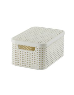 Kremowy koszyk z pokrywką do przechowywania 6l Curver Rattan Style 3253923617023 2