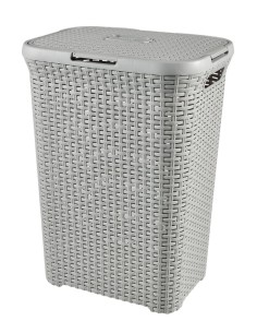Jasnoszary kosz na pranie 60l Curver Rattan Style 3253920707536 2