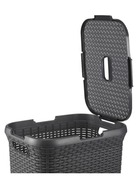 60 l kosz na pranie 60l ciemny szary Curver Rattan Style 3253920707031 35