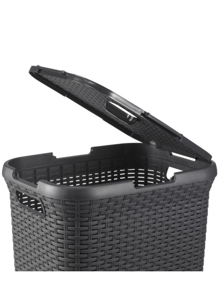60 l kosz na pranie 60l ciemny szary Curver Rattan Style 3253920707031 36