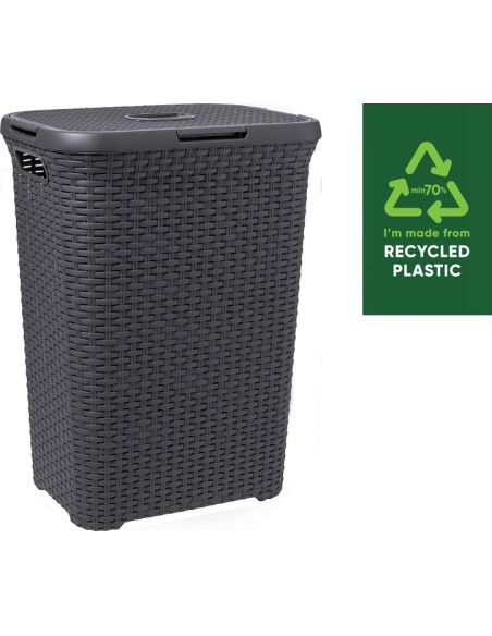 60 l kosz na pranie 60l ciemny szary Curver Rattan Style 3253920707031 39