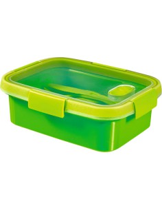 Zielony pojemnik na żywność ze sztućcami 1,4l Curver 3253920946003