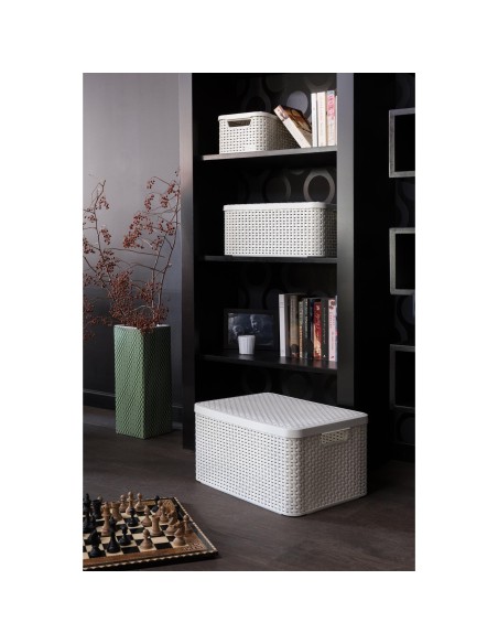 30l koszyk z pokrywką do przechowywania Curver Rattan Style 3253923619027 24