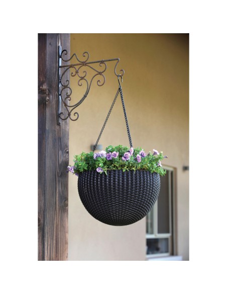 Rattanowa doniczka wisząca Keter Hanging Sphere Planter grafitowa, 35 x 35 x 22 cm 7290106924499 2
