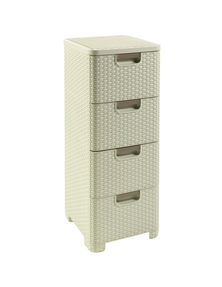 Regał 4 szuflady 4 x 14l kremowy Curver Rattan Style 3253926605010 6