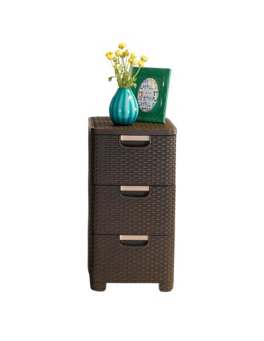 Regał z 3 szufladami 3 x 14l brązowy Curver Rattan Style 3253926604006 7