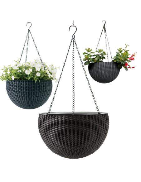 Rattanowa doniczka wisząca Keter Hanging Sphere Planter grafitowa, 35 x 35 x 22 cm 7290106924499 13