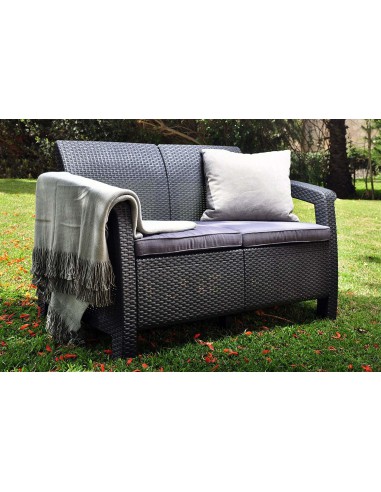 Funkcjonalny zestaw mebli ogrodowych Keter Corfu 2 fotele, sofa i stolik kawowy 3253929117169 3