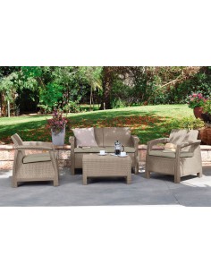 Modny zestaw mebli ogrodowych Keter Corfu 2 fotele + sofa + stolik kawowy 3253929117190 2