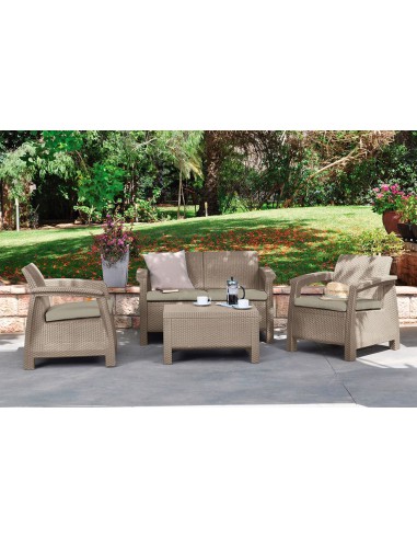 Modny zestaw mebli ogrodowych Keter Corfu 2 fotele + sofa + stolik kawowy 3253929117190 2