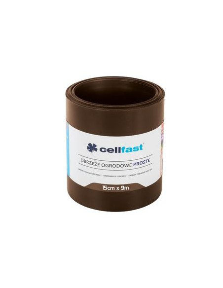 Brązowe proste obrzeże ogrodowe Cellfast 15 cm x 9,0 m 5907553505585