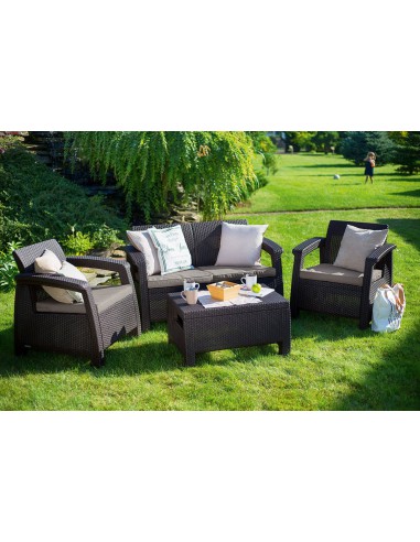 Keter Corfu Sofa ogrodowa dla 2 osób technorattan brązowa 3253929115165 4