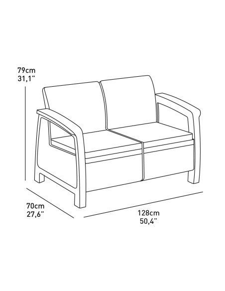 Keter Corfu Sofa ogrodowa dla 2 osób technorattan brązowa 3253929115165 5