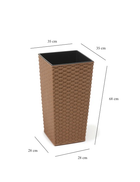 Rattanowa donica Finezja Eco Wood Lamela o kolorze naturalnego drewna, 35x35x68cm 5900119388240 2