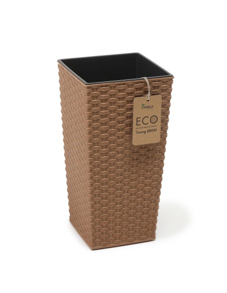 Rattanowa donica Finezja Eco Wood Lamela o kolorze naturalnego drewna, 35x35x68cm 5900119388240 4
