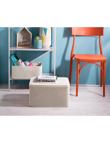 30l koszyk z pokrywką do przechowywania Curver Rattan Style 3253923619027 4