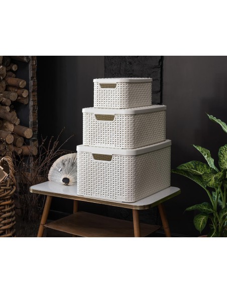 30l koszyk z pokrywką do przechowywania Curver Rattan Style 3253923619027 5