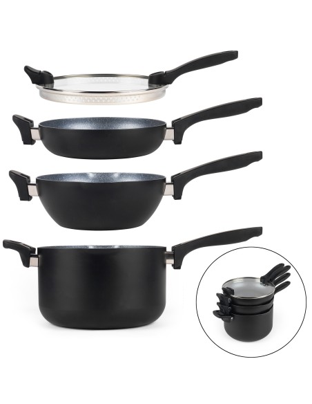 Zestaw Wok Rondel Patelnia Pokrywka Russell Hobbs 4el 5054061315882 11