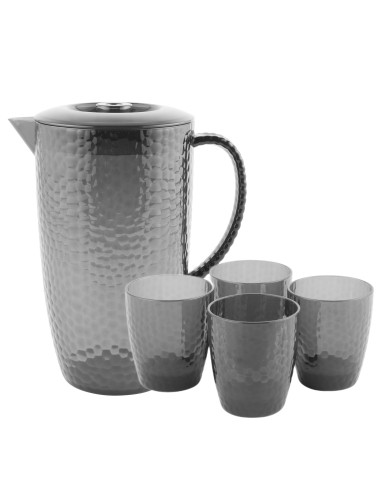 Szare szklanki plastikowe 4 x 250ml + dzbanek plastikowy 2L Cambridge 