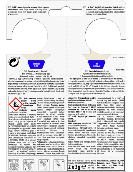 Zawieszki przeciw molom w żelu o zapachu lawendowym 2 szt. 4000290902851 2