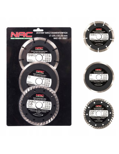 Wielofunkcyjny zestaw 3 tarcz diamentowych NAC DC-3SET 125mm/22,23mm 5902490787599