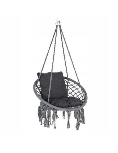 Szary fotel wiszący, huśtawka Comfy Meven Home & Garden 60 cm, z poduszkami 5902490786301