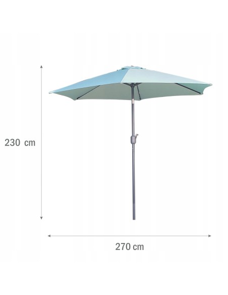 PARASOL OGRODOWY PLAŻOWY ŁAMANY ŚR.270 CM MORSKI 5902490786615 5