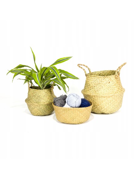 Modny kosz z trawy morskiej BOHO NATURAL Meven 35×35×14/28 cm 5902490743373 2