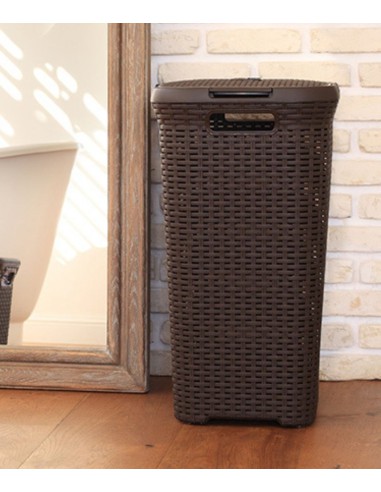 Brązowy kosz na pranie 60l Curver Rattan Style 3253920707017 7