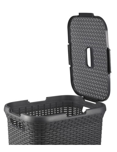 60 l kosz na pranie 60l ciemny szary Curver Rattan Style 3253920707031 8