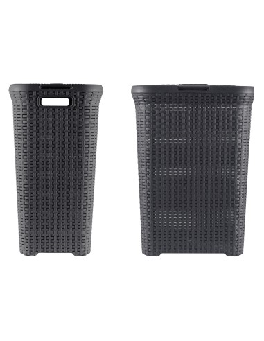 60 l kosz na pranie 60l ciemny szary Curver Rattan Style 3253920707031 11