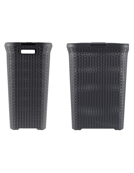 60 l kosz na pranie 60l ciemny szary Curver Rattan Style 3253920707031 11