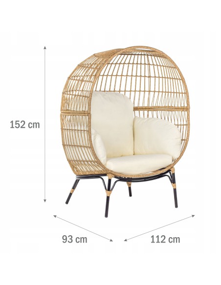 Technorattanowy fotel ogrodowy kokon ALESSIA Meven 112 × 93 × 152 cm 5902490781443 11