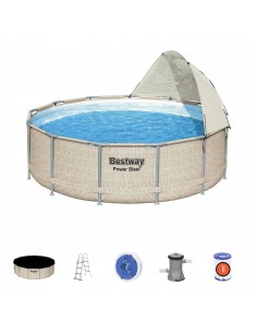 Wzmocniony basen ogrodowy na stelażu z baldachimem Bestway Power Steel 396x107 cm 6942138984590 2