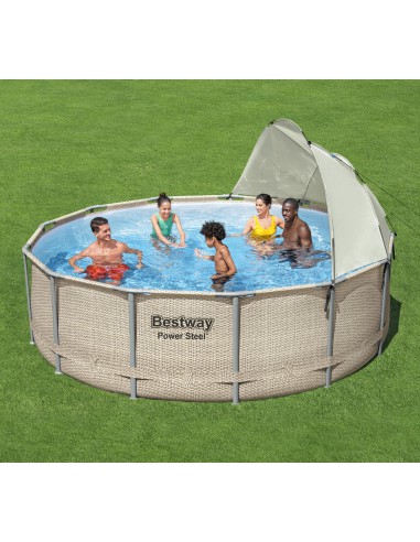 Wzmocniony basen ogrodowy na stelażu z baldachimem Bestway Power Steel 396x107 cm 6942138984590 3
