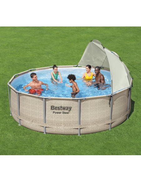 Wzmocniony basen ogrodowy na stelażu z baldachimem Bestway Power Steel 396x107 cm 6942138984590 3