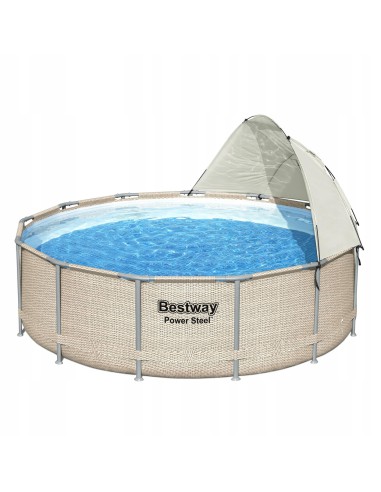 Wzmocniony basen ogrodowy na stelażu z baldachimem Bestway Power Steel 396x107 cm 6942138984590 9