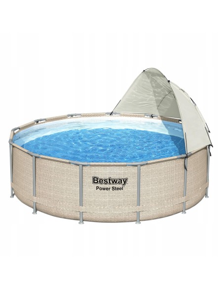 Wzmocniony basen ogrodowy na stelażu z baldachimem Bestway Power Steel 396x107 cm 6942138984590 9