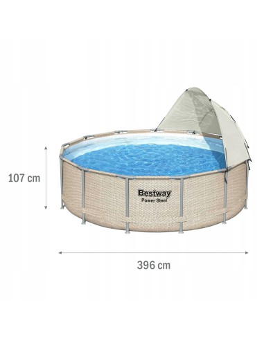 Wzmocniony basen ogrodowy na stelażu z baldachimem Bestway Power Steel 396x107 cm 6942138984590 10