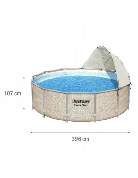 Wzmocniony basen ogrodowy na stelażu z baldachimem Bestway Power Steel 396x107 cm 6942138984590 10
