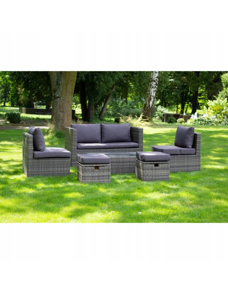 Stylowy komplet mebli ogrodowych SORRENTO Meven 2 fotele + sofa + 2 pufy + stolik 5900607534180 2