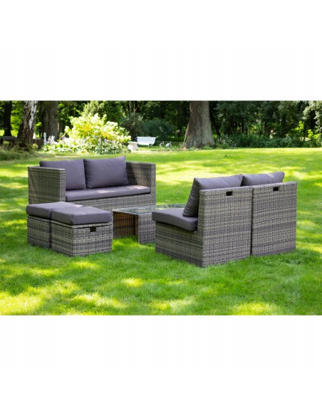 Stylowy komplet mebli ogrodowych SORRENTO Meven 2 fotele + sofa + 2 pufy + stolik 5900607534180 8