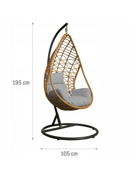 Stylowy fotel podwieszany kokon ROMINA Meven 105 × 195 cm 5902490785113 2