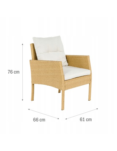 Jasny komplet mebli ogrodowych Meven 2 fotele + 2 pufy + sofa + stół 5902490785311 9