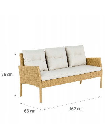 Jasny komplet mebli ogrodowych Meven 2 fotele + 2 pufy + sofa + stół 5902490785311 11